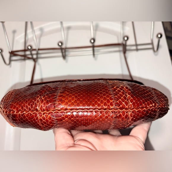 ALNI Spanish Artisan Python Shoulder Bag - Rare Gold Metal Frame Detail - Picture 6 of 15